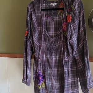 3 J Workshop plaid tunic XL